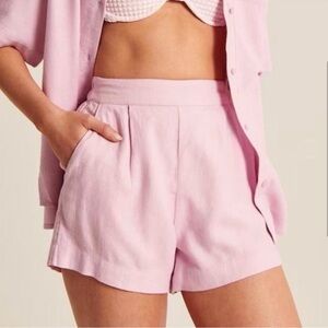 Abercrombie & Fitch Small NEW Linen Blend Pleated Shorts Light Pink Preppy Beach